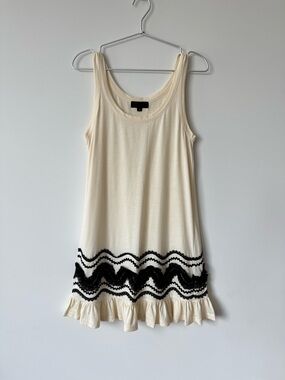 Jill Stuart Cotton Tank Dress With Contrast Black Lace Detail at Hem - Size 2